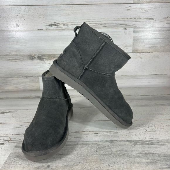 Koolaburra by Ugg Womens Classic Short Mini Slip On Boots Charcoal Size 7 - Picture 6 of 9